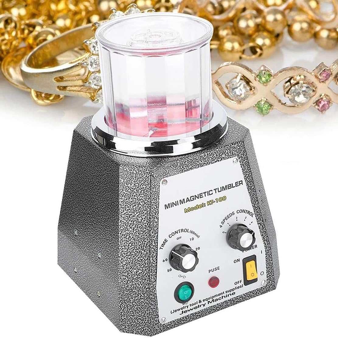Magnetic Jewelry Polishing Machine, Drum Polishing Machine, with Timer Function, Jewelry Polishing and Finishing Machine