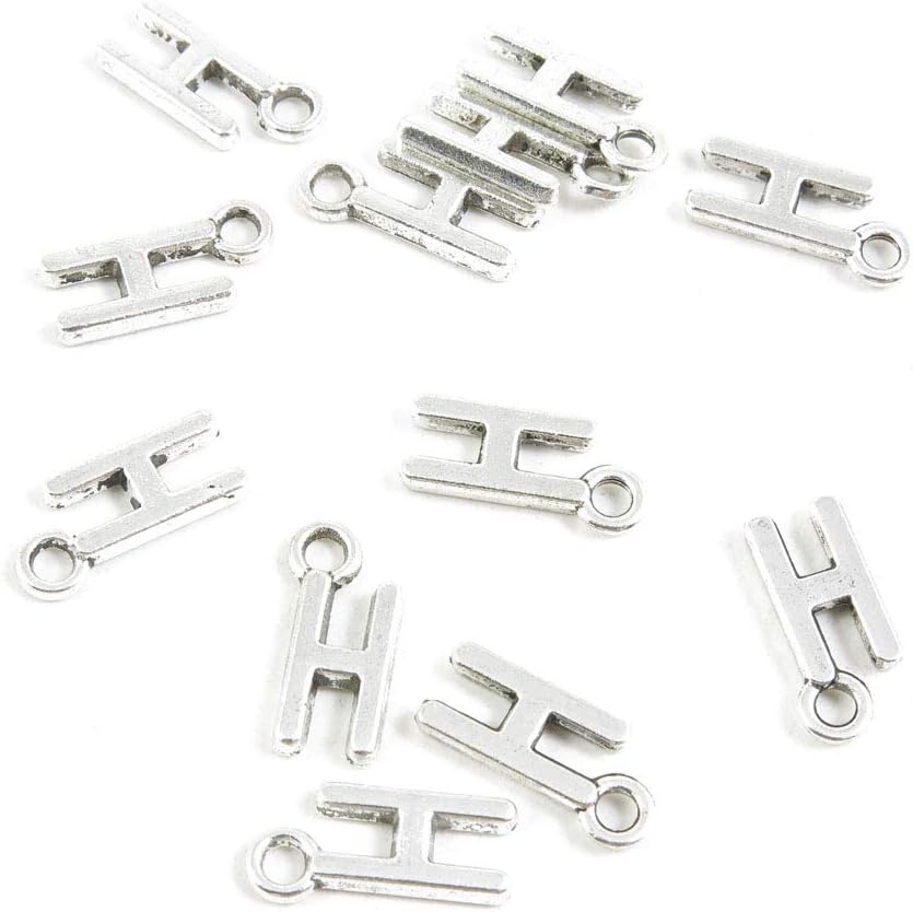 2260 Pieces Antique Silver Tone Jewelry Making Charms Crafting Beading Craft V4KZ9 Alphabet Letter H