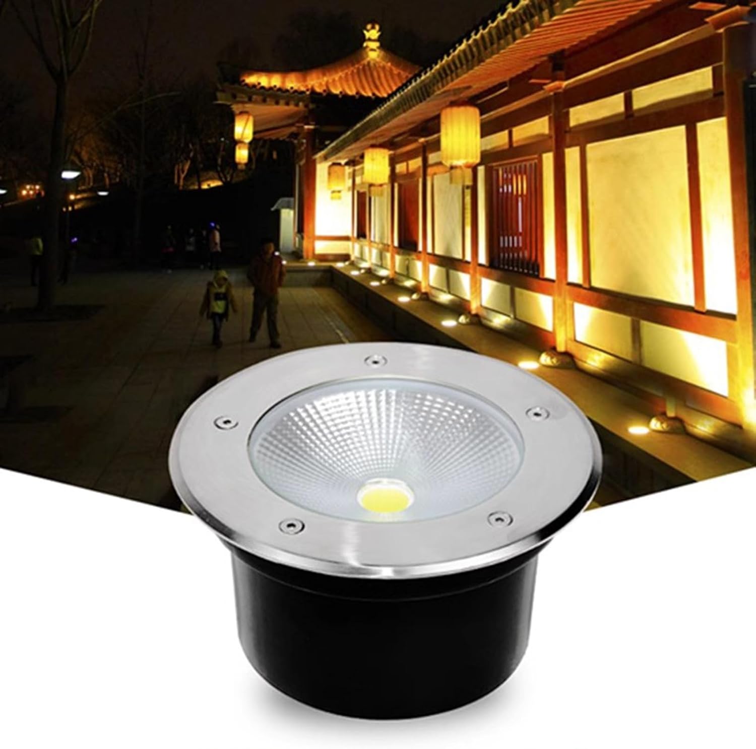 Outdoor Landscape In-Ground Lights, LED Underground Light IP66 Waterproof Embedded Buried Lights AC85-110V Spotlight for Driveway Deck Step Garden Landscape Light