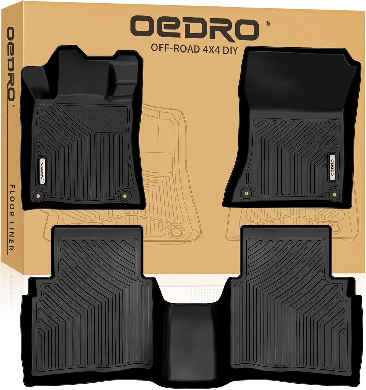OEDRO Floor Mats Fit for 2019-2025 Nissan Altima Sedan, TPE All-Weather Custom Fit Floor Liner for Altima 4 Door, 1st & 2nd Row Car Mats Set Accessories, Black