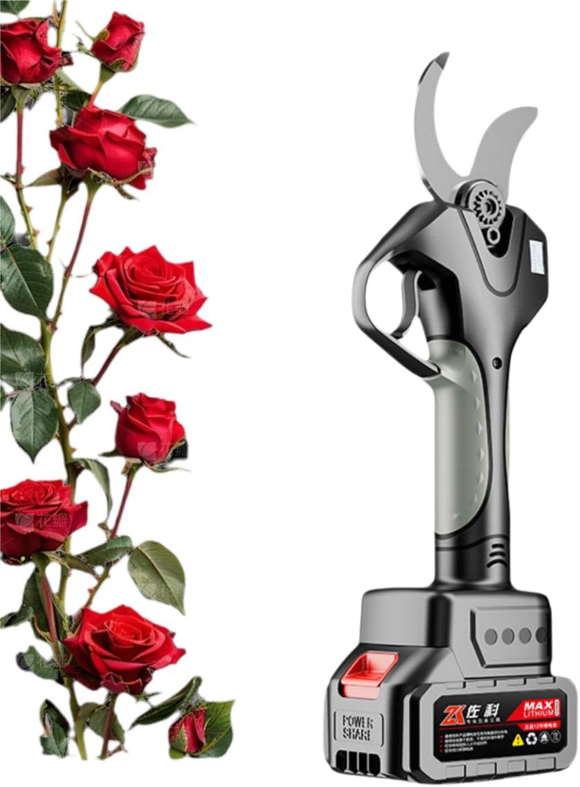 Electric Pruning Shears for Thick Branches, Battery Powered Pruning Shears, Power Scissors for Gardening, Knife Edge Adjustment 6cm, Digital Display Screen Silver-Opening6.0cm+2*Battery