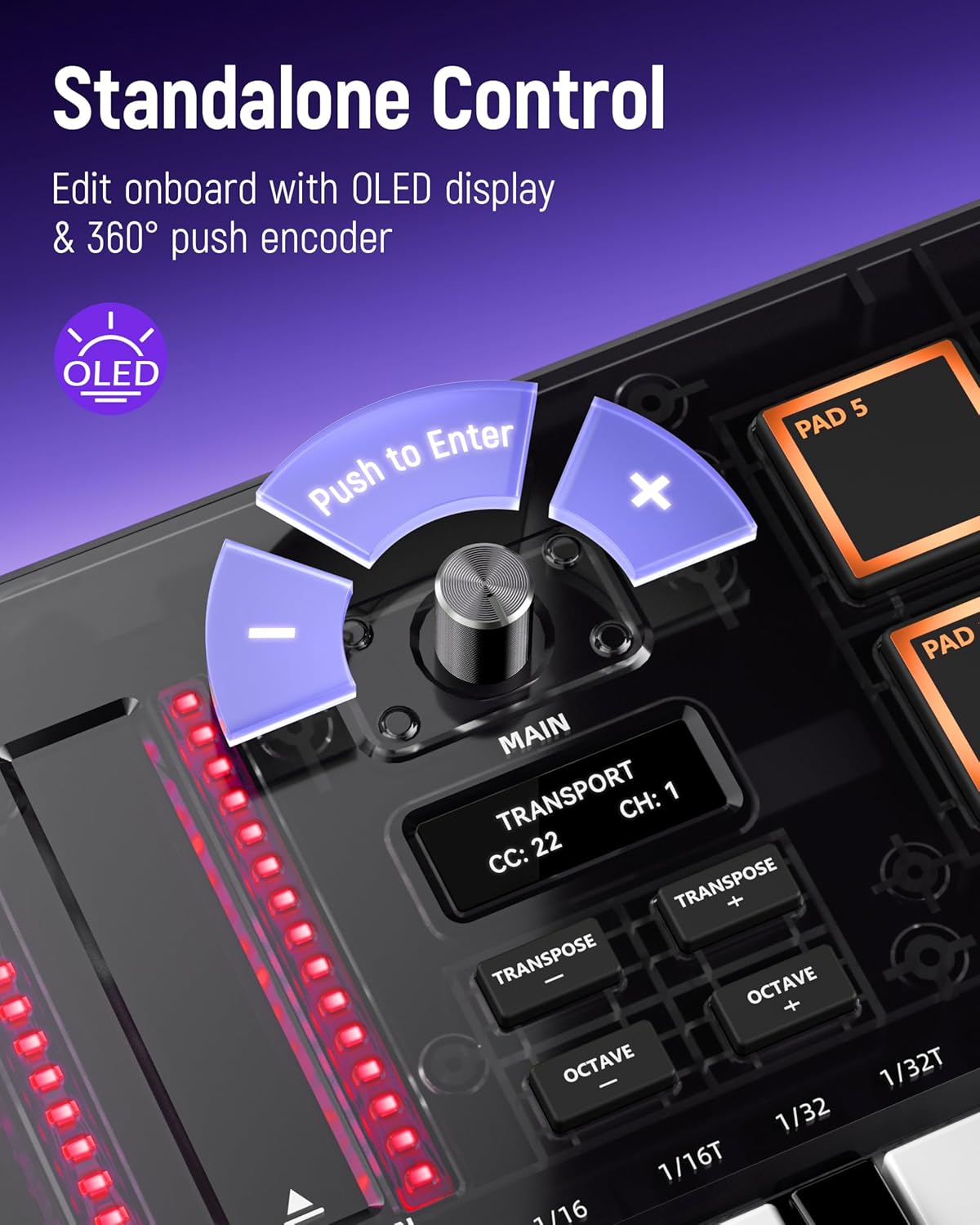 Synido Wireless Audio Interface Live Sound Card and 25 Key USB MIDI Keyboard Controller with 8 Drum Pads