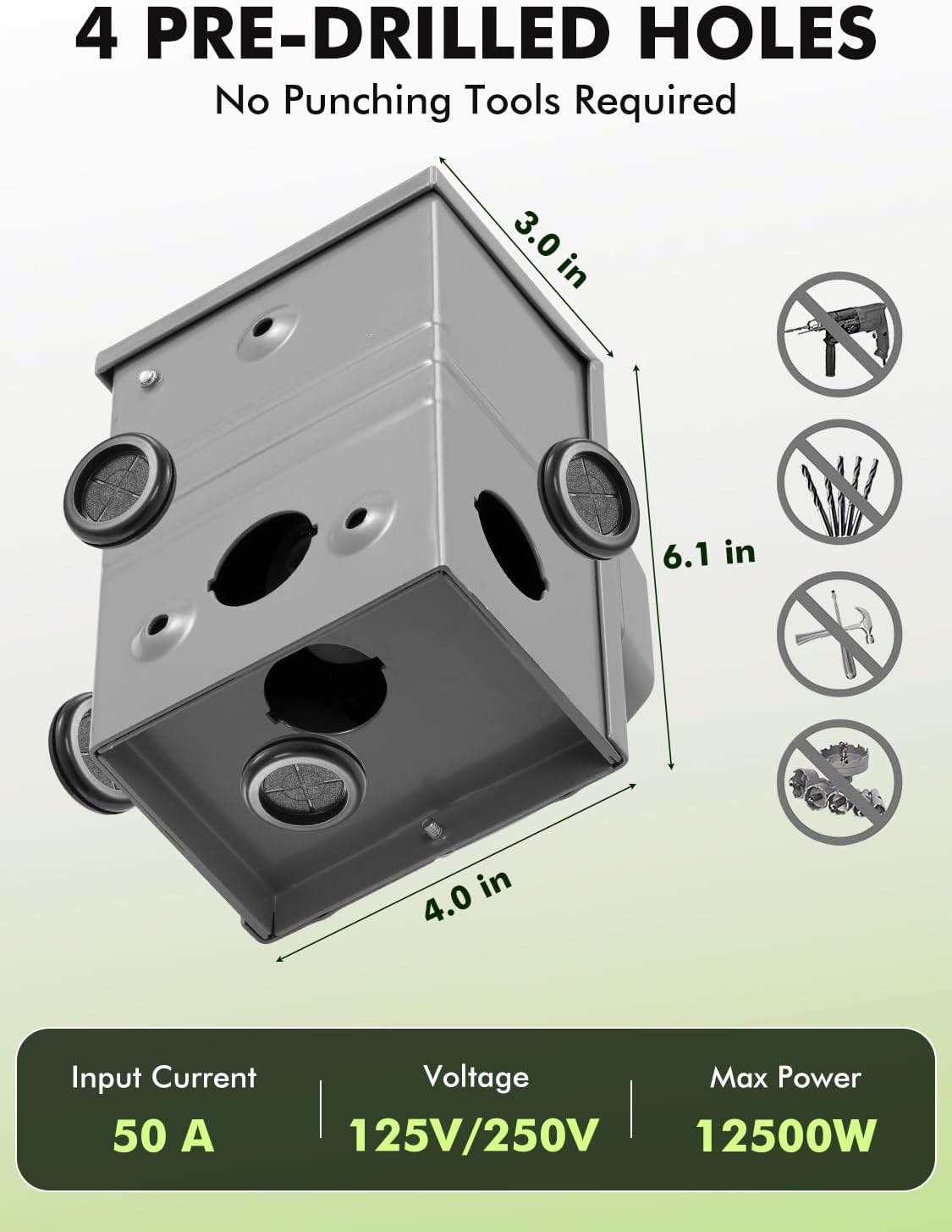 50 Amp 25Feet Generator Cord and Power Inlet Box Combo Kit, UL Listed, NEMA 14-50P Male to SS2-50R 125/250V Twist Locking with Inlet Box for RV Camper and Generator to House