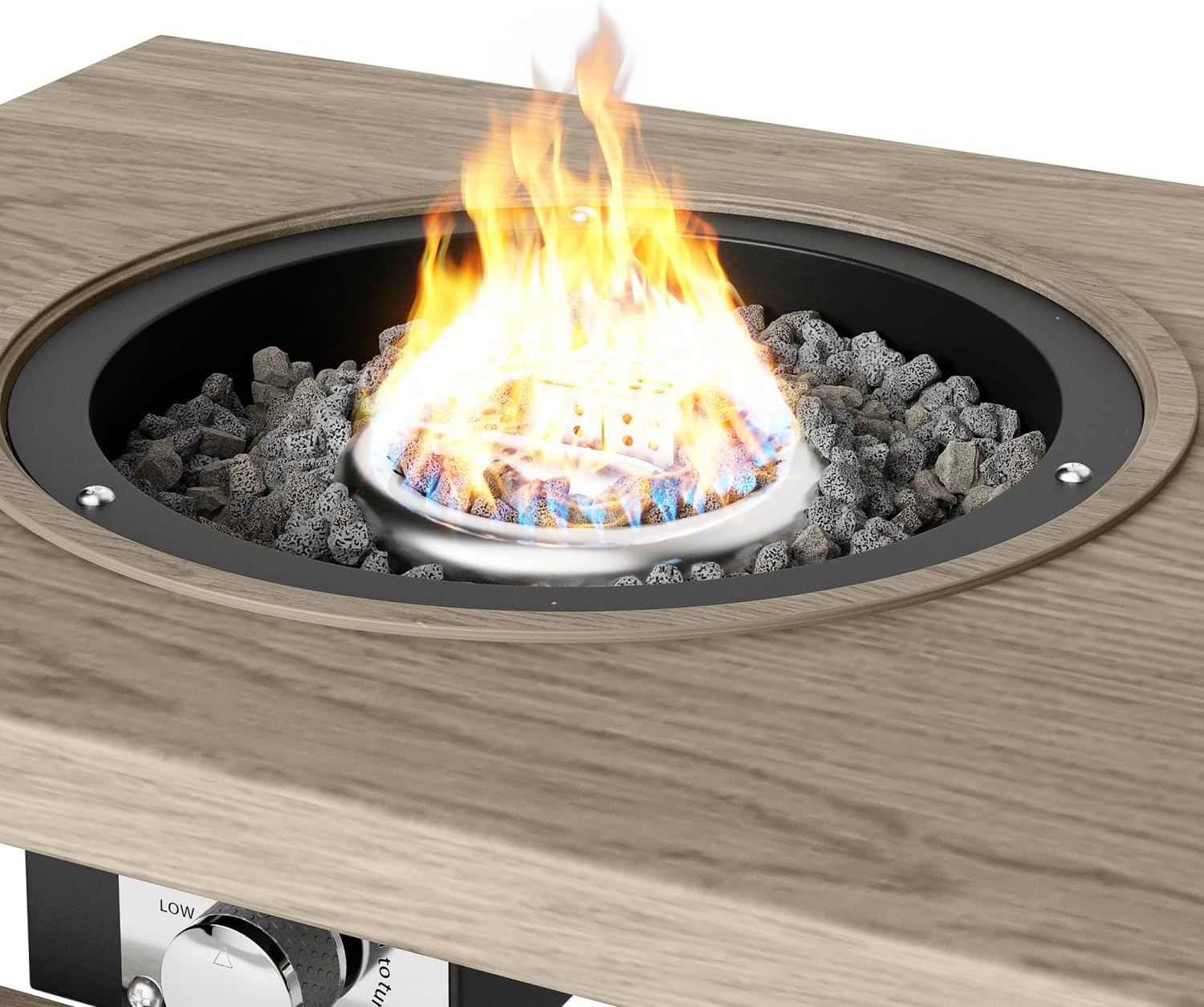 3-in-1 Coffee Table with Ice Bucket & Fire Pit - Beige