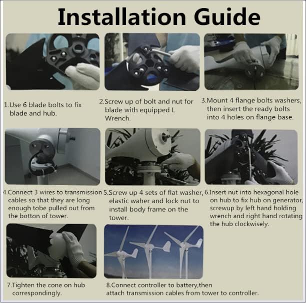 8000W Blue Wind Generator Wind Turbine with Nylon Fibre Use for Farm Boat Home Company Ship