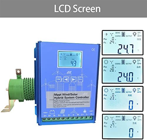 2400W Hybrid Wind Solar Charge Controller, MPPT Regulator for 12V 24V 48V Systems, Bluetooth Connectivity, Android App Compatible, Efficient Power Management