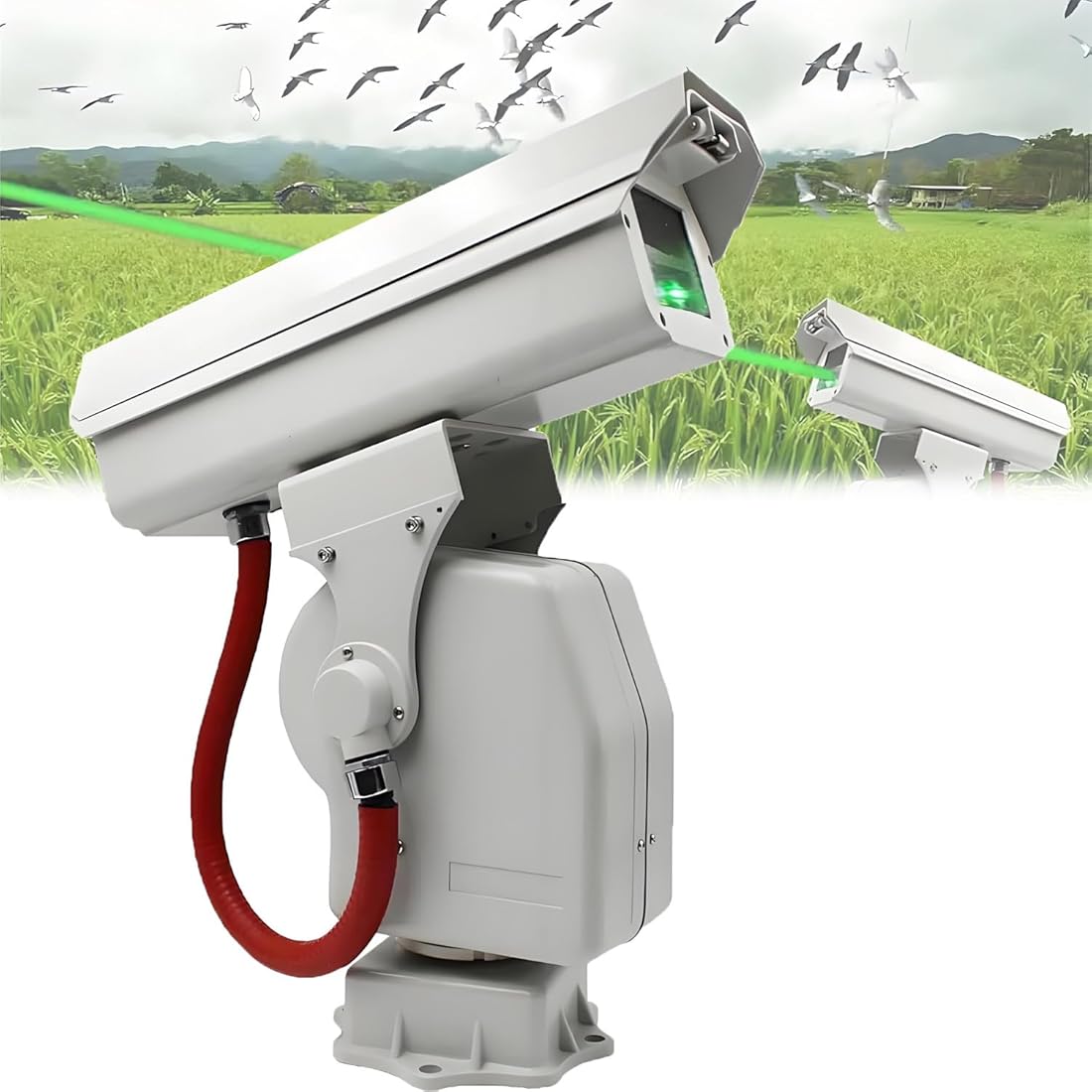 Automatic Bird Repellent Deterrent,Industrial Intelligent Scarer,Heavy Rainproof,Multi-Group Timed Cruise,for Warehouse,Boat,Roof,Chaser Pigeons,Starlings,Sparrows B