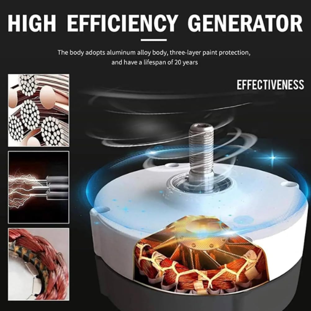 3000W Wind Turbine Generator Kit, 12V 24V 48V 220V 3 Blade Vertical And Noiseless Wind Power Generator Kit for Home, Monitoring, Street Lighting,24v