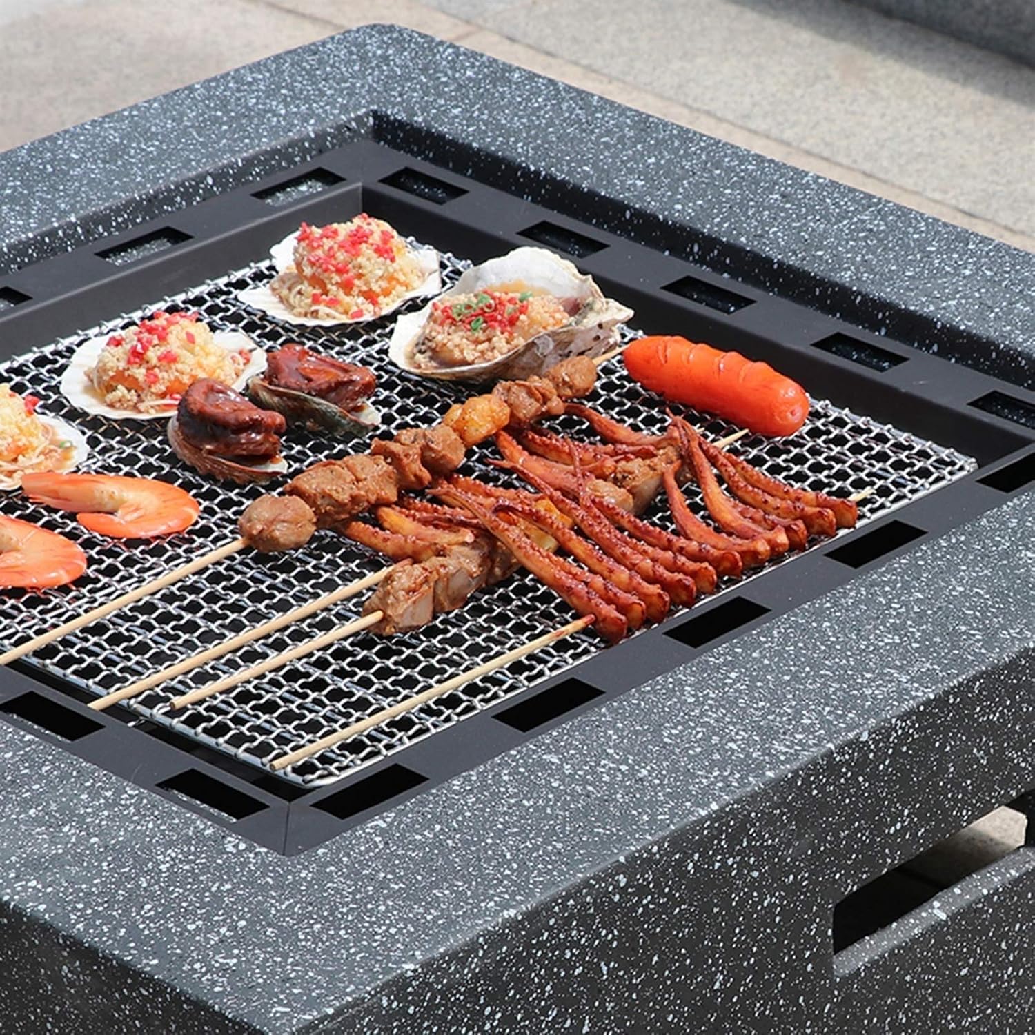 Outdoor Fire Pit Large BBQ Leisure Table On The Garden Terrace, Outdoor Cooking Fire Pit, Wood Burning Fire Bowl, Multifunctional Heating Fireplace