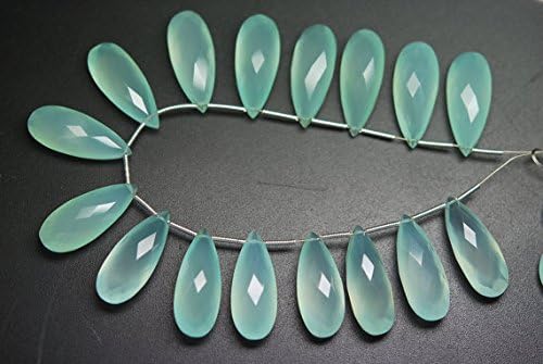 5 Matched Pair,AAA Quality,Sea Green Chalcedony Faceted Long Pear Shape Briolettes,10x25mm