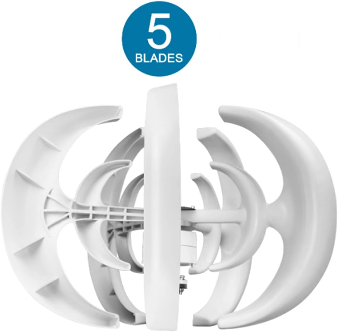 3000W Vertical Wind Turbine 12V-220V Vertical 5 Blades Wind Turbine Low Noise for Outdoor Street Lights-with Mppt Controller (White)