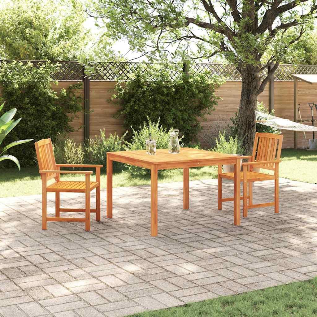 Garden Dining Set, 3 pcs Brown Solid Acacia Wood Outdoor Table and Chairs, Patio Furniture Set for Balcony, Weather Resistant