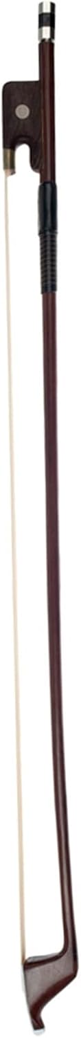 TSTS French Style Double Bass Bow 1/8 1/4 1/2 3/4 4/4 Size Brazilwood Bow Round Stick White Horsehair Bow Professional Violin Bow (Color : 1-2)