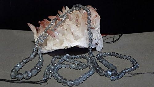 Natural Moss Aquamarine Graduating Micro Faceted Round Beads, 15 In. Full Strand, Beryl, Moss Blue Aquamarine Gemstone,