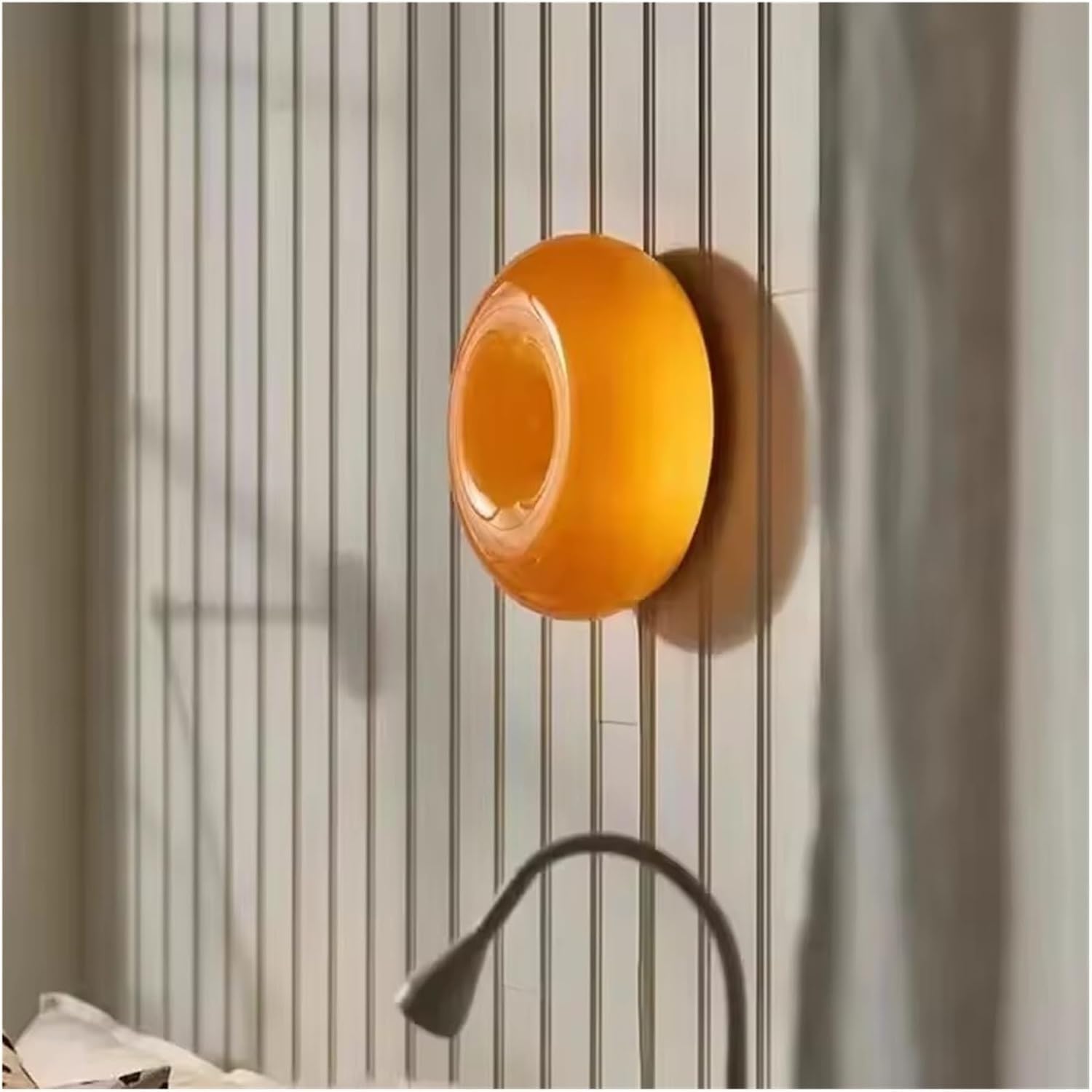 Design Donut Wall Lamp Glass Wall Sconce Living Room Bedroom Bedside Hallway Staircase Balcony Home IndoorDecor Lighting Fixture(Orange)