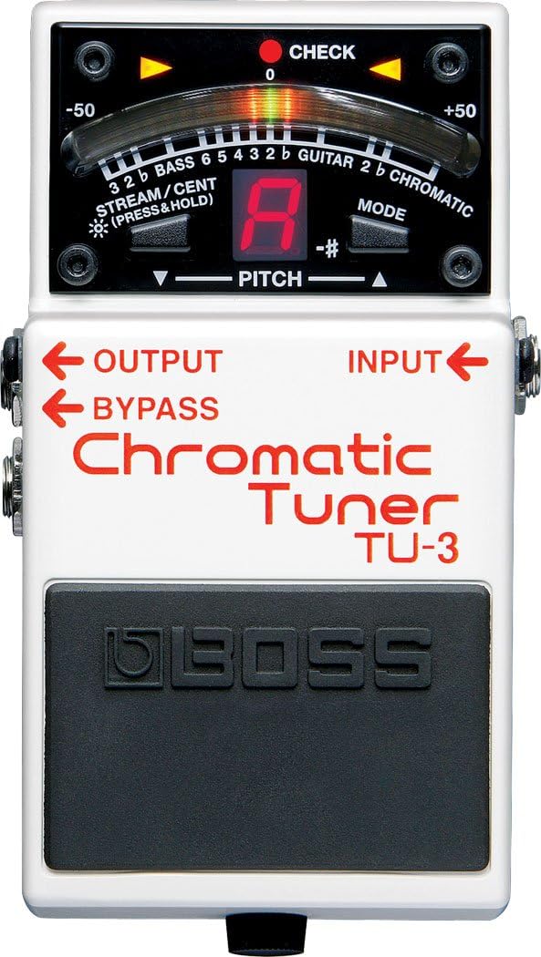 Boss TU-3 Chromatic Tuner Bundle with Gearlux Instrument Cable, Patch Cable, Picks, and Austin Bazaar Polishing Cloth