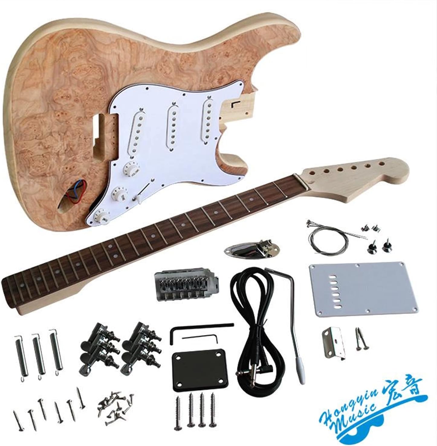 FLFL Electric Guitar Making Material Accessories Veneer Electric Guitar Eucalyptus Body Hard Maple Neck Unfinished Guitar Kit