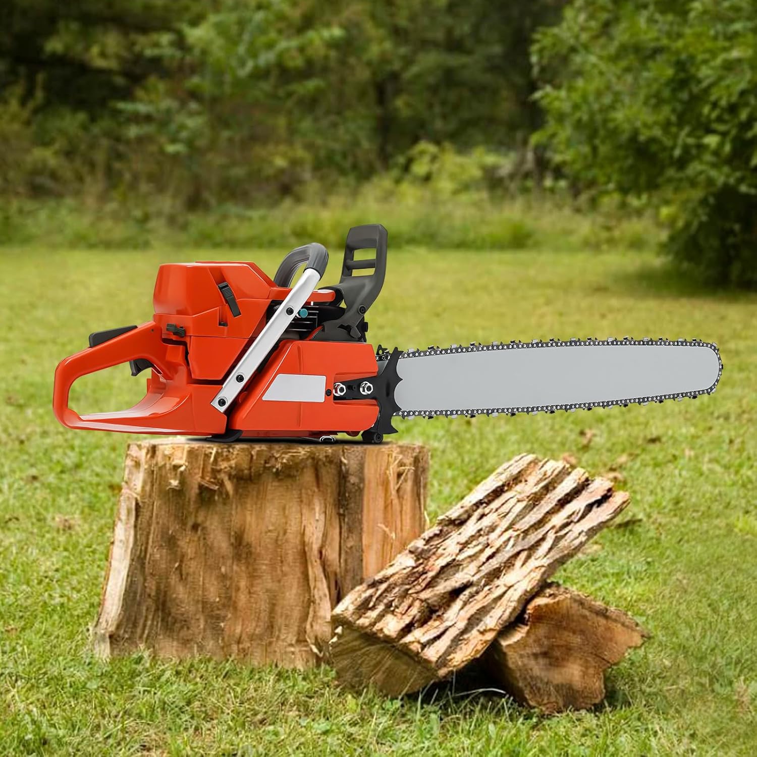 Handheld Cordless Petrol Chain Saw, Gas Powered Chainsaw, 71cc Gasoline Chainsaw Power Head, 3.9kw 10000rpm Power Chain Saws Single Cylinder, Air-cooled, 2-Stroke Gas Powered 28