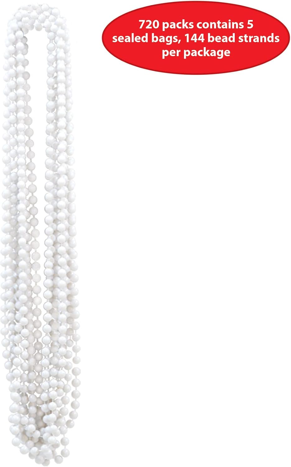 Beistle Bulk 720-Pack Small Round Party Beads, 7mm by 33-Inch, White