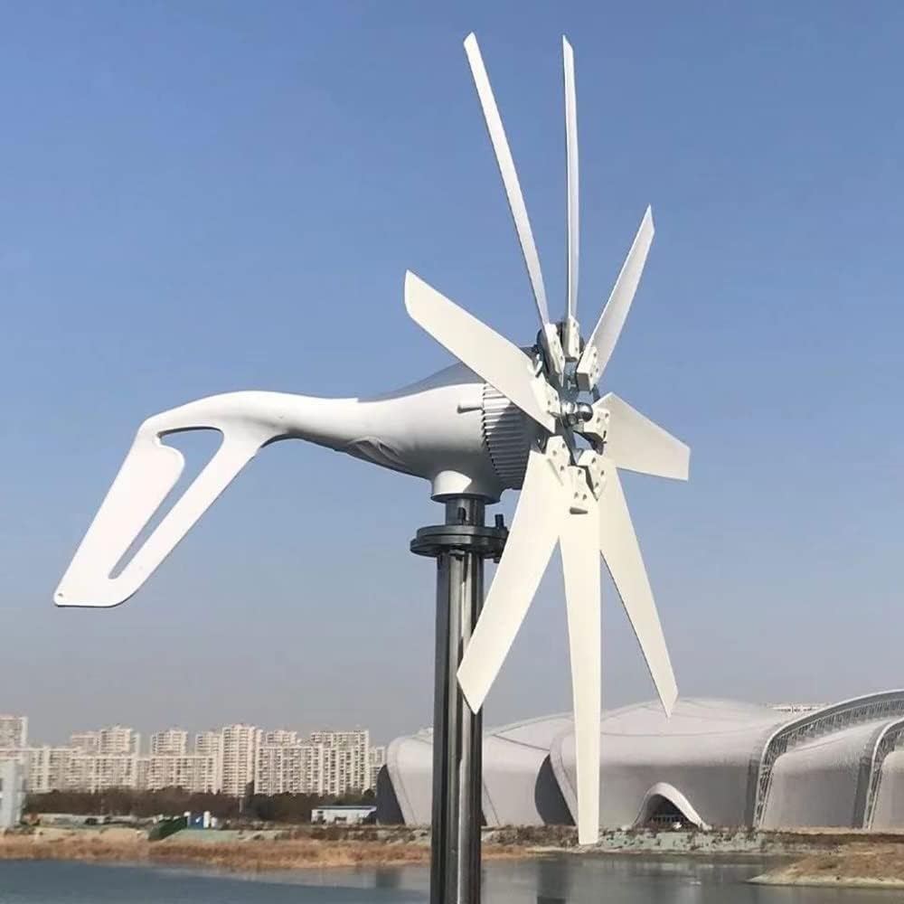 Wind Turbine Generator, 8 Blades Wind Generator, 12V 24V 48V Wind Turbine, Wind Power Machine for Home Garden