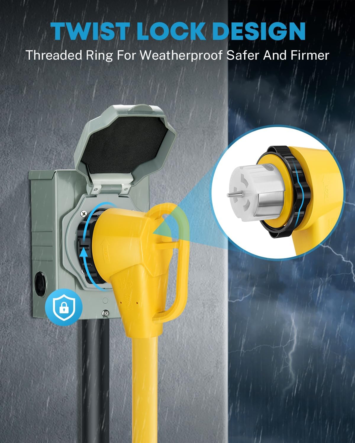 Kohree 50 Amp Generator Extension Cord, 10FT 50 Amp RV Extension Cord with Twist Lock, NEMA 14-50P/SS2-50R Heavy Duty 6/3+8/1 AWG Generator Cable 50A 4 Prong, RV Power Extension Cord Wire for RV House