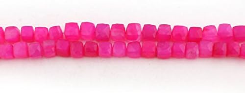 13 inch natural beads strand of 7-8mm faceted cube pink chalcedony gemstone briolletes beads for DIY jewelry - necklace, bracelet, earring, ring.
