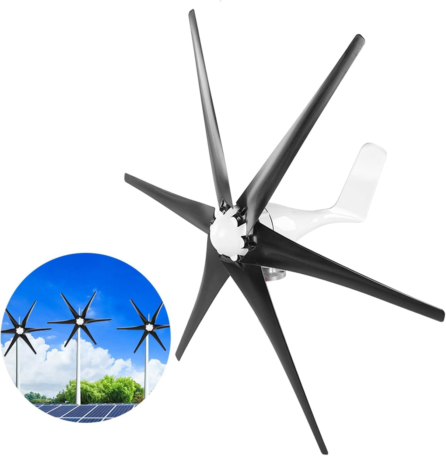Professional Wind Turbines, 6 Blade Professional Wind Turbines Small Windmill Generator 1200W Industrial, Solar and Wind Power Parts and Accessories (48V)