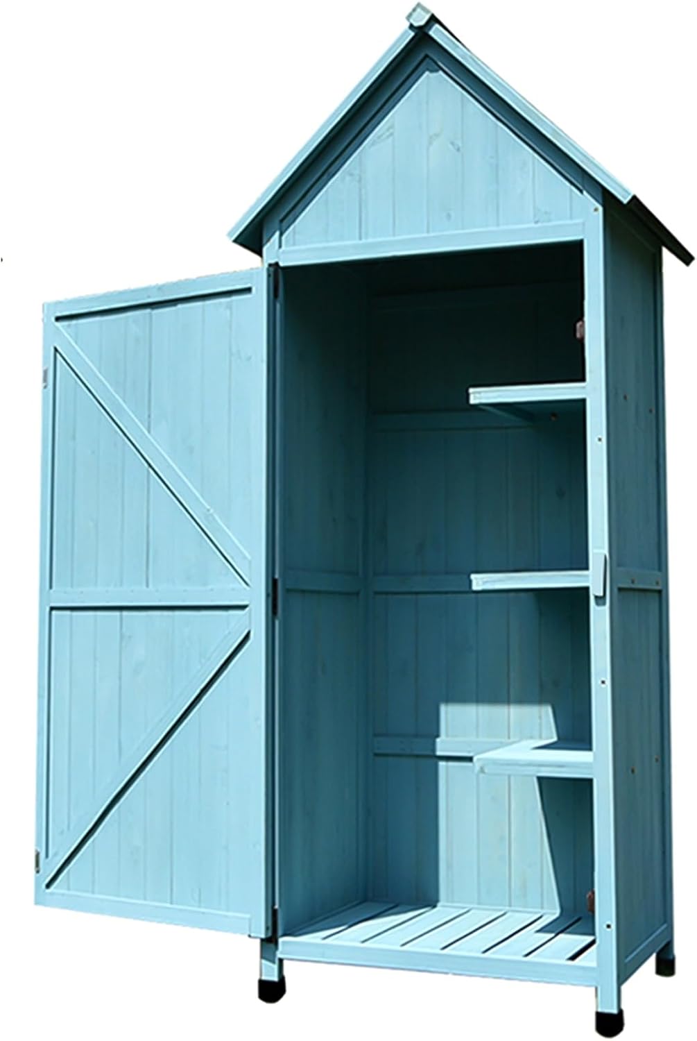 Outdoor Storage Cabinet, Weather Resistance Tool Shed, Backyard Storage Organizer, Wooden Garden House, with 4-Layer Shelves, Vertical Tool Storage Shed, for Patio, Lawn Mower (B 179x77x54.5cm)