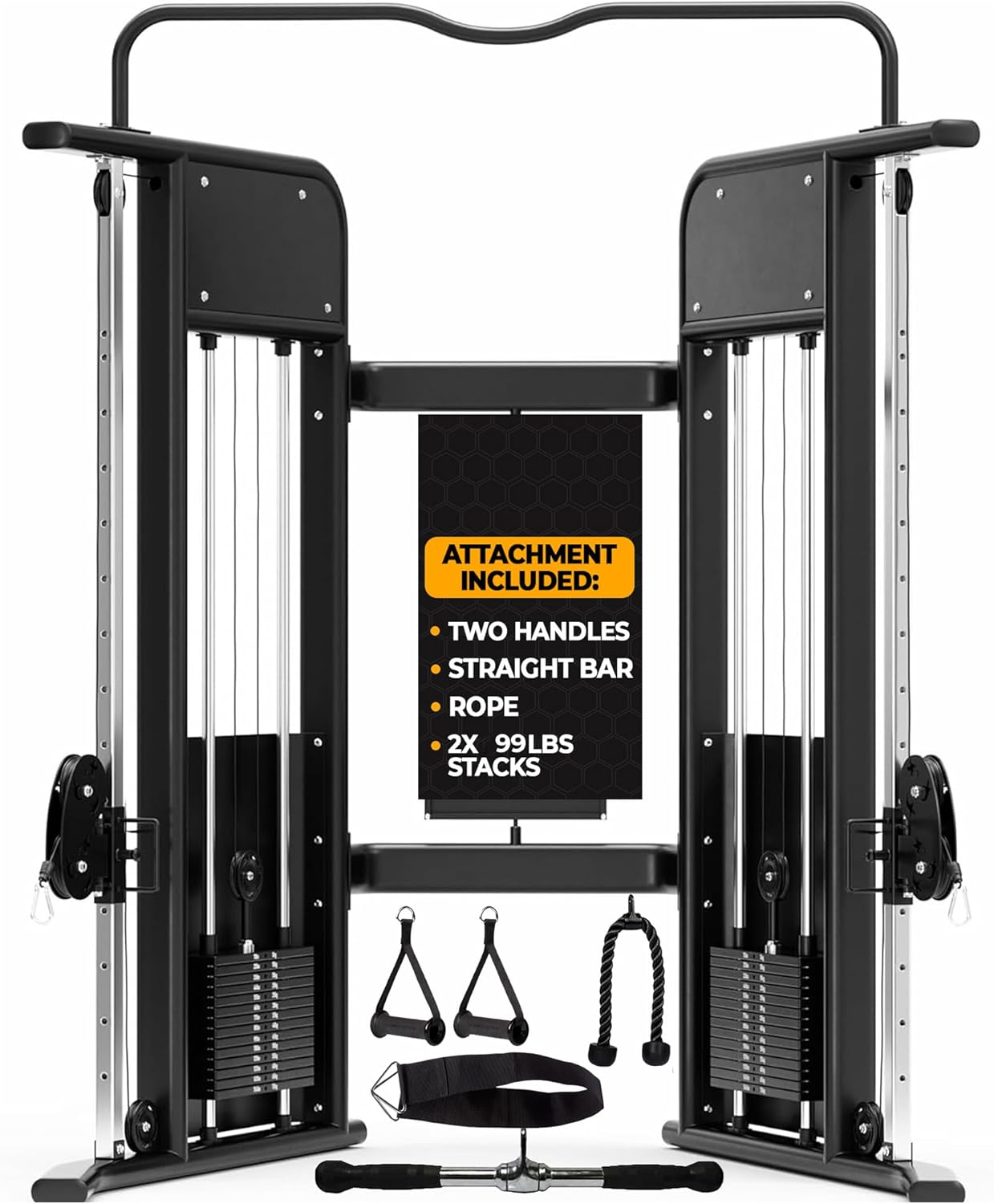 Functional Trainer Cable Machine Home Gym Exercise Equipment - Adjustable Pulley System: Ultimate Workout Equipment for Full-Body Strength, Flexibility & Balance - Dual Weight Stacks Fitness Training