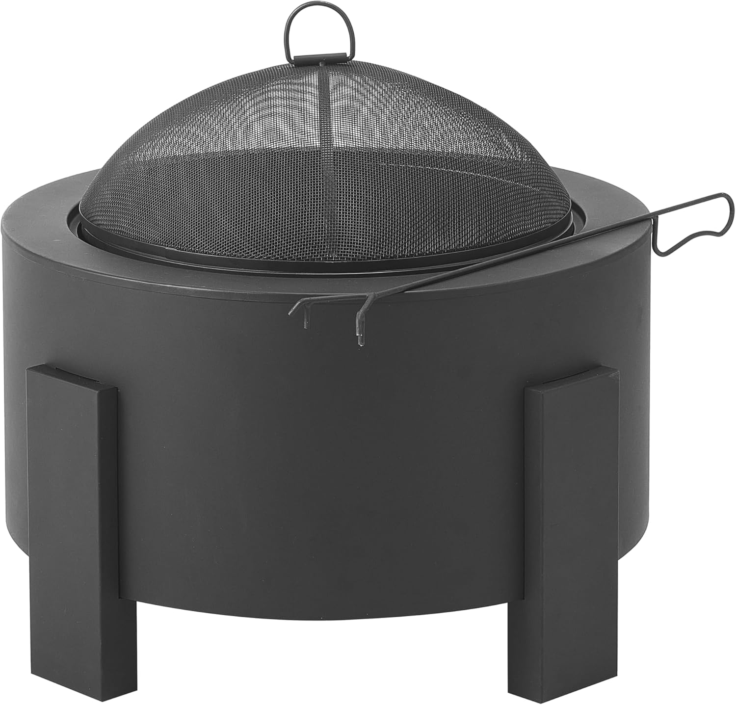 Scott Living Flicker Wood Burning Fire Pit, 25-Inch Portable Steel Firepit with Spark Screen, Efficient Airflow Design, High-Temp Finish, Quick Assembly for Camping, Patio, Backyard, Black