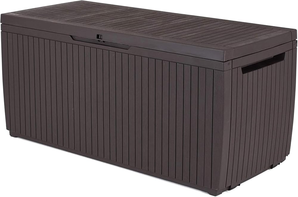 Keter 123 x 53.5 x 57 cm Springwood Outdoor Plastic Storage Box Garden Furniture - Brown