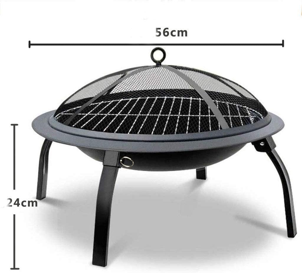 Garden Fire Pit Grill Bowl Grill Barbecue Rack Outdoor Fire Pit,42 Inch Large Bonfire Wood Burning Patio & Backyard Firepit for with Round Spark Screen, Fireplace Poker and Metal Grate