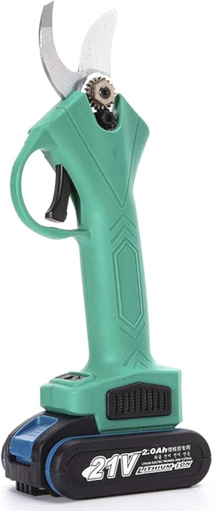 Electric Secateurs Sharp Durable Blade Wireless Charging Handheld 30Mm Cutting Diameter 21V Tree Branch Cutters for Fruit Tree (Green 2 battery)