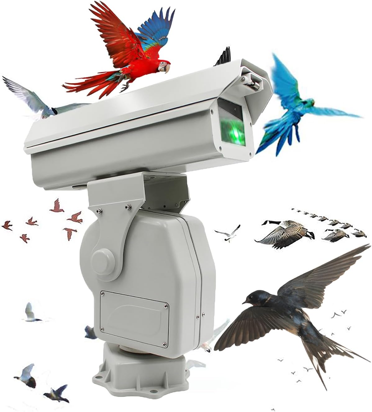Artificial Intelligence Ptz Intelligent Bird Repeller Device 360° Rotation Waterproof for Birds and Most Animals 2W