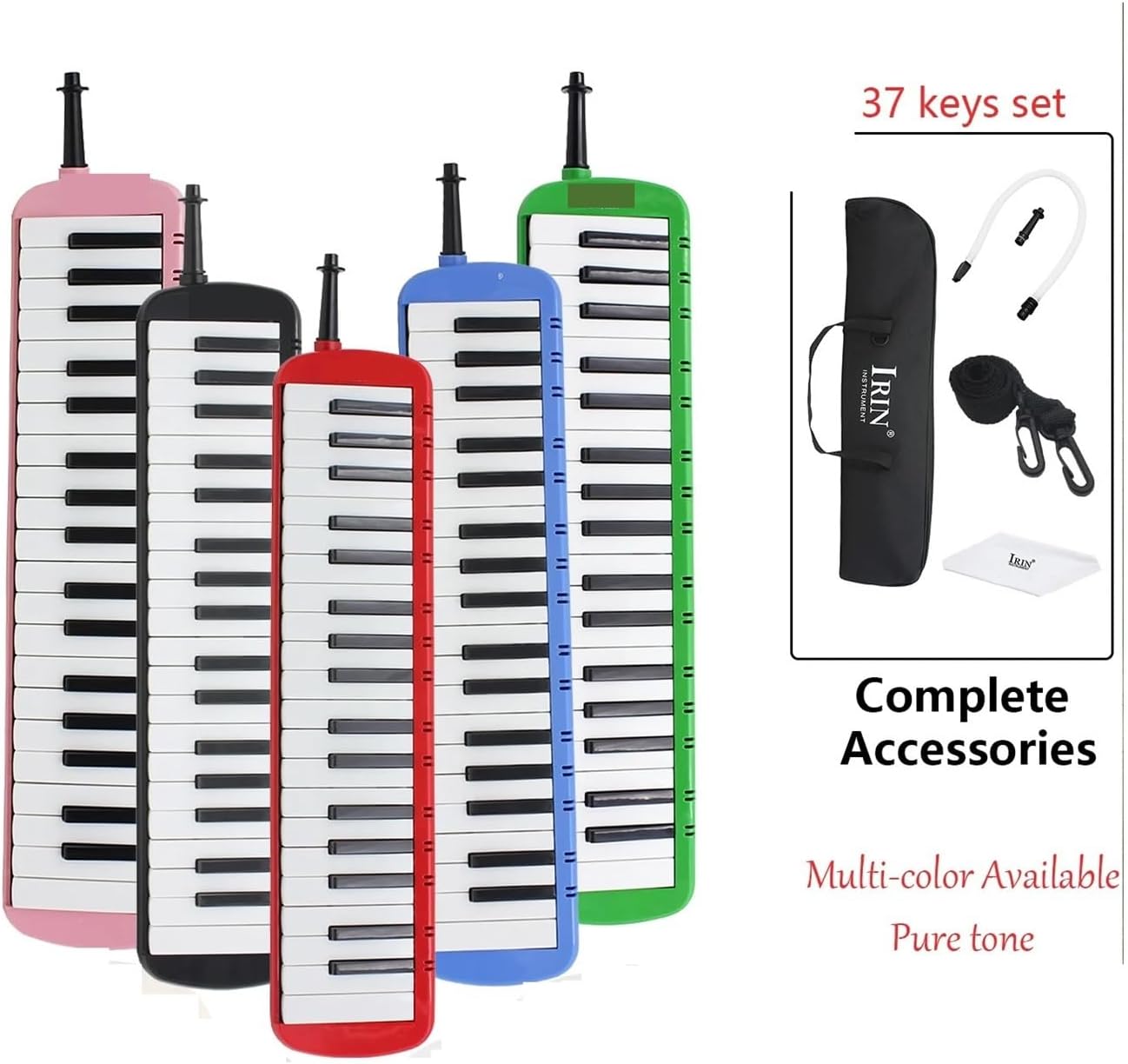 Melodica 37-Key Melodica Portable Tone Piano Keyboard Instrument With Windpipe Backstrap(Green)