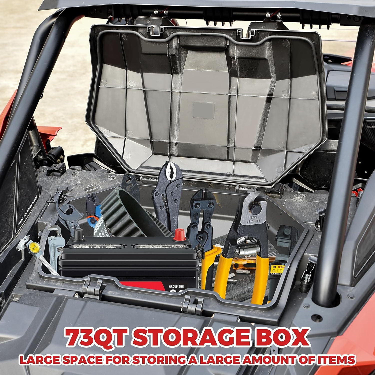 Forward Cargo Box for RZR PRO XP 20-25, 73 QT Forward UTV Water Resistant Storage Bed Box for Polaris RZR Turbo R/RZR PRO XP 4 Sport 2022-2025 Accessories (Replacement #2883751)