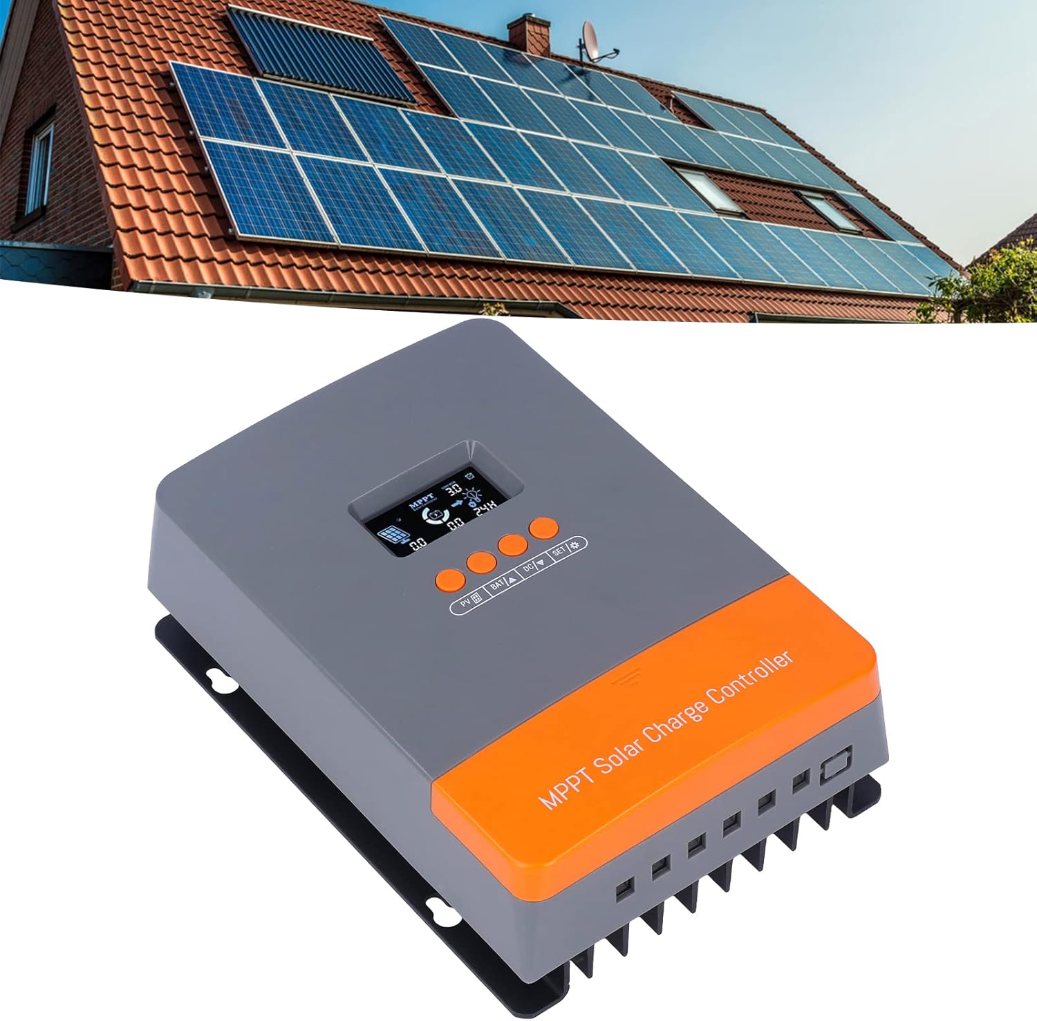 MPPT Solar Controller, POW M60 PRO LCD Display Solar Controller Photovoltaic Solar Panel Controller 3 Stage Charging Mode Solar Controller for Solar Power System