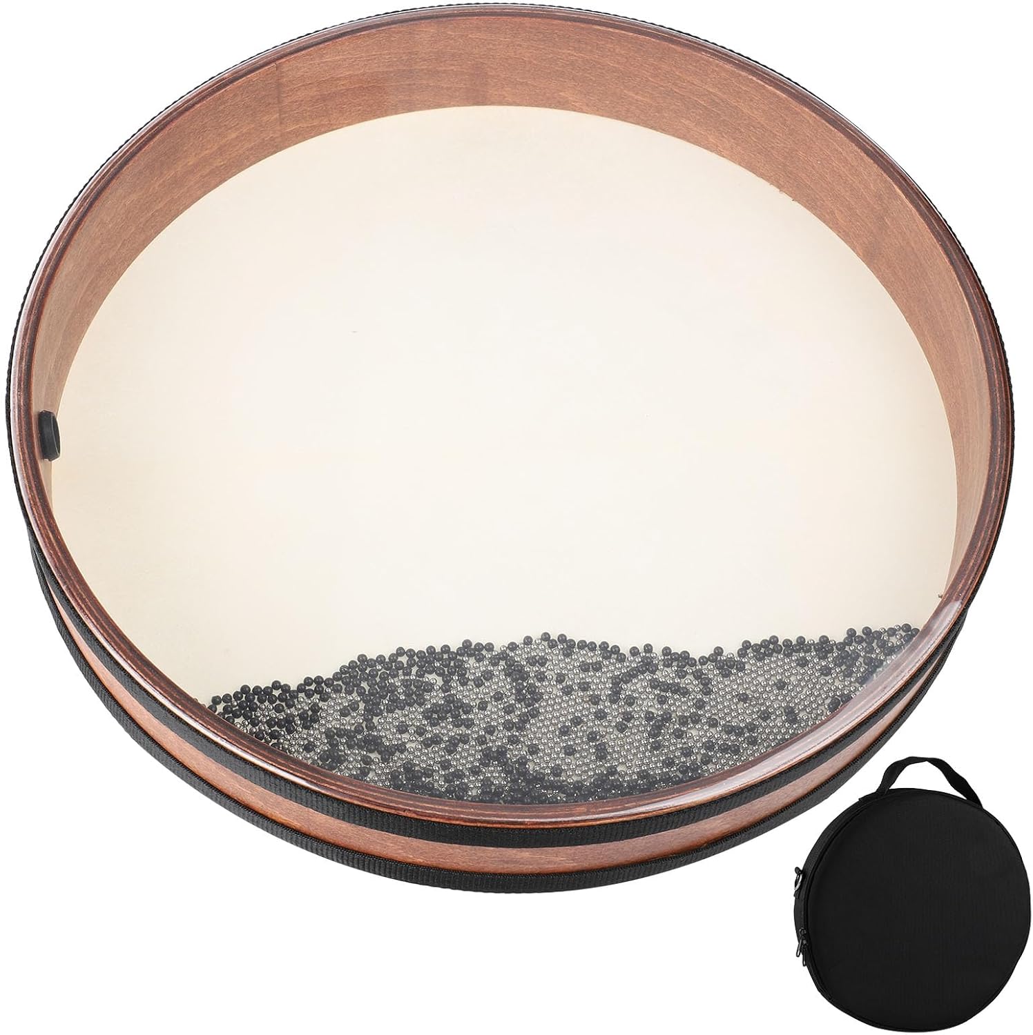 Ocean Drum 16 inch Large Size Sea Wave Drum with Goatskin Drumhead,Steel&Plastic Wave Bead,Bag, Sound Healing Instrument for Yoga Meditation Relaxation