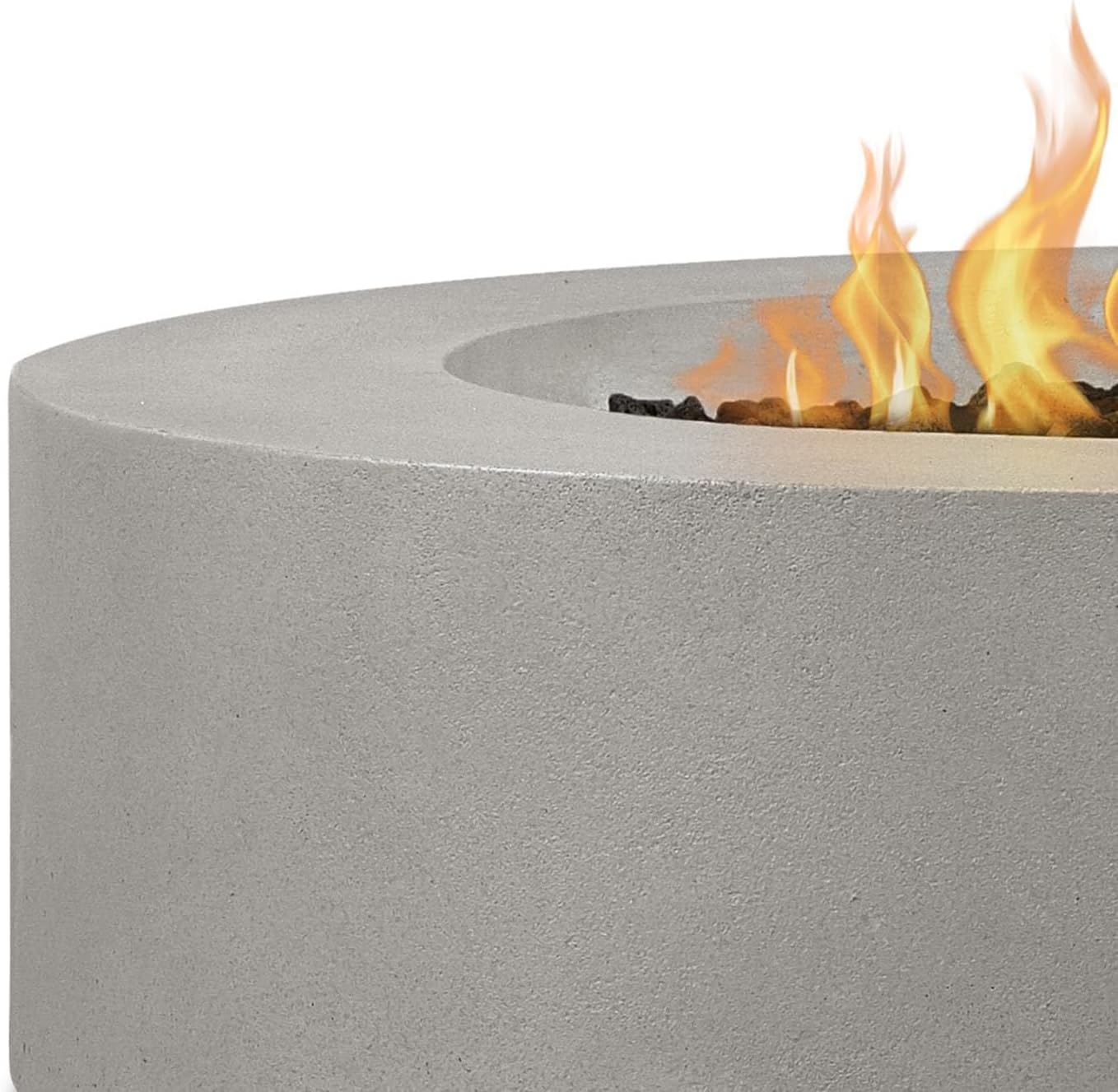 BBQGuys Signature La Valle 43-Inch Round Propane Fire Table - Flint - 1593LP-FLNT