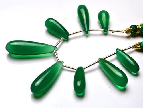 13 inch natural beads strand of 16-29mm smooth drop green chalcedony gemstone briolletes beads for DIY jewelry - necklace, bracelet, earring, ring.