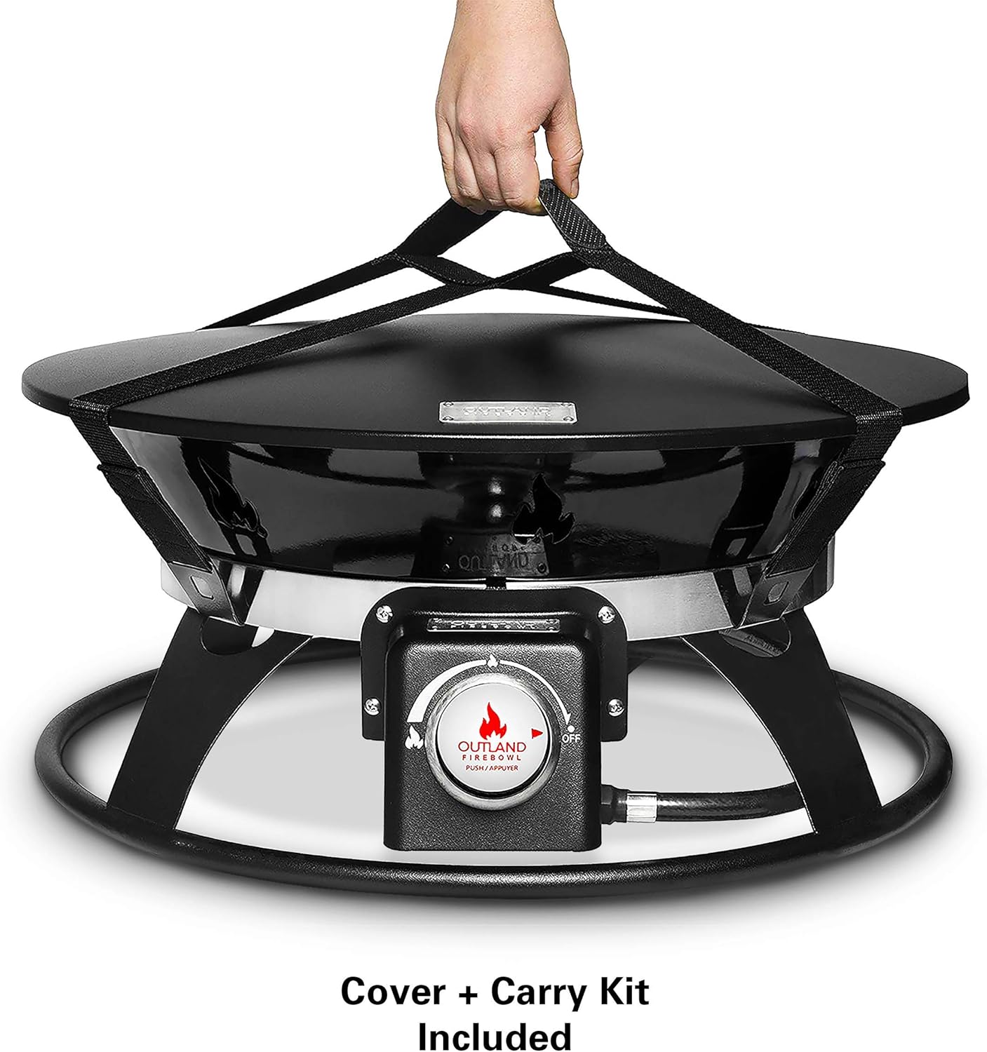 Outland Living Portable Propane Fire Pit, 21-inch, 58,000 BTU with Fire Pit Cover & Carry Kit, Smokeless Gas Firebowl | Perfect for Camping, Patio, Backyard, Tailgating, Deck, RV| Black 863 Cypress