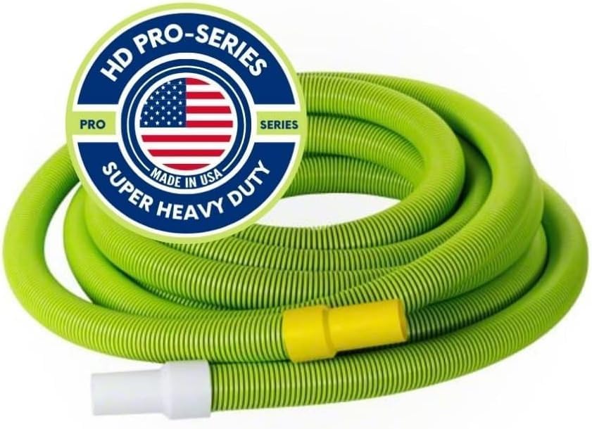 Extreme PRO Swimming Pool Vacuum Hose Green Manual Vacuum Extra Heavy Duty UV Protection Extreme Master Commercial Professional Hose 1.5 inch for Pool Professionals (45 ft)