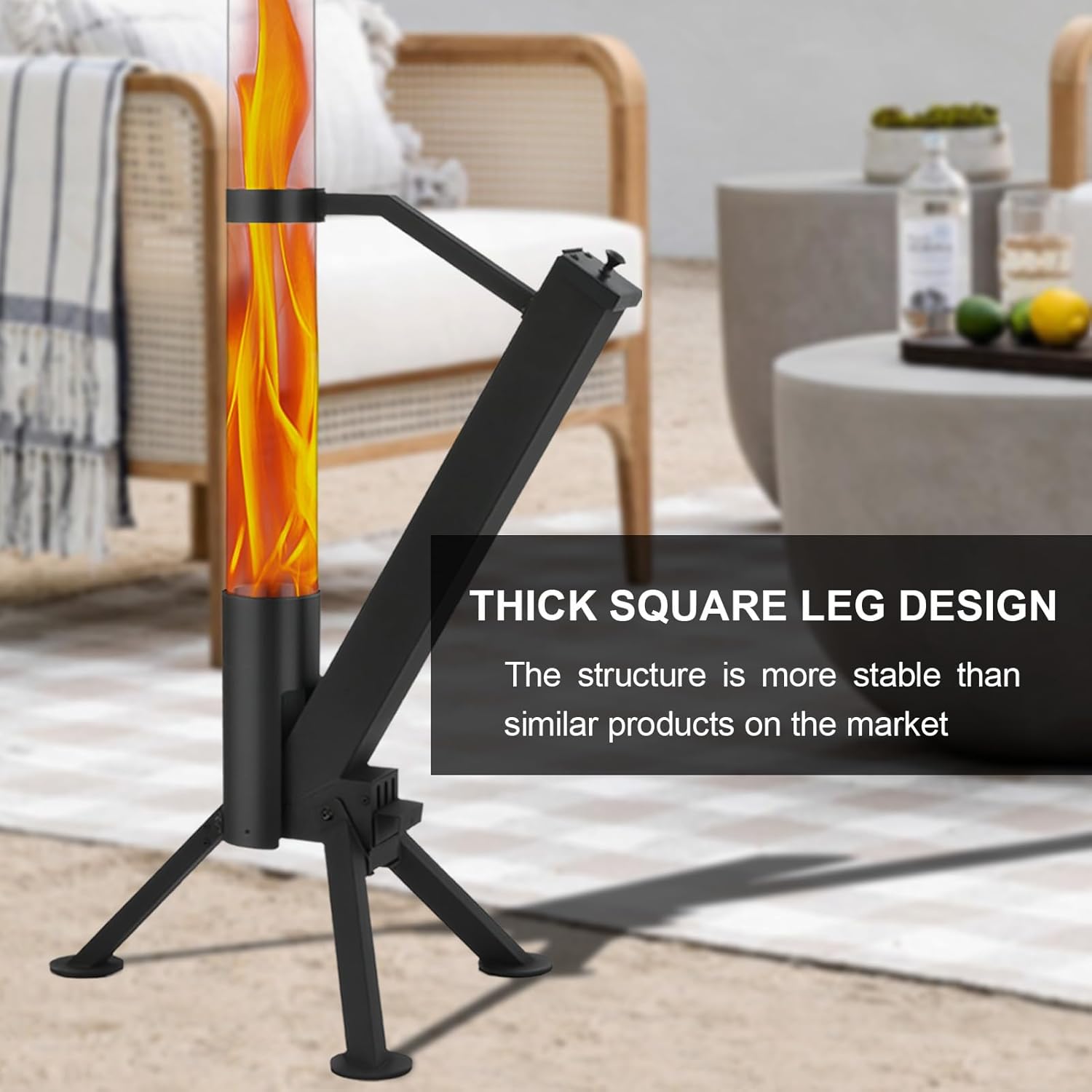 CHARMELEON Wood Pellet Fire Pits for Outside – Portable Wood Pellet Heater – Painted Stainless Steel Outdoor Fire Pit for Backyard – Patio Rocket Stove – Matte Black-S