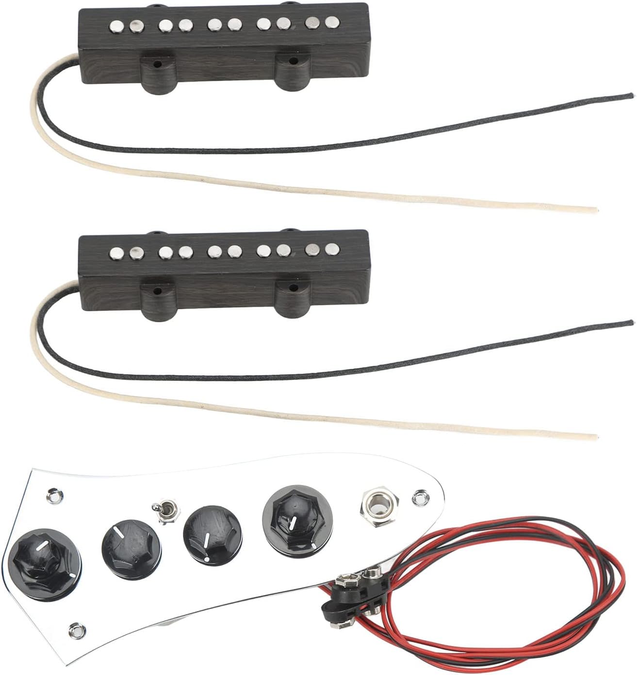 Guitar Bass Pickup Set for 5 String Jazz Bass - Metal & Plastic Wired Bass Control Board Kit - Noise Free, Easy Installation, Durable Upgrade Replacement for Musicians