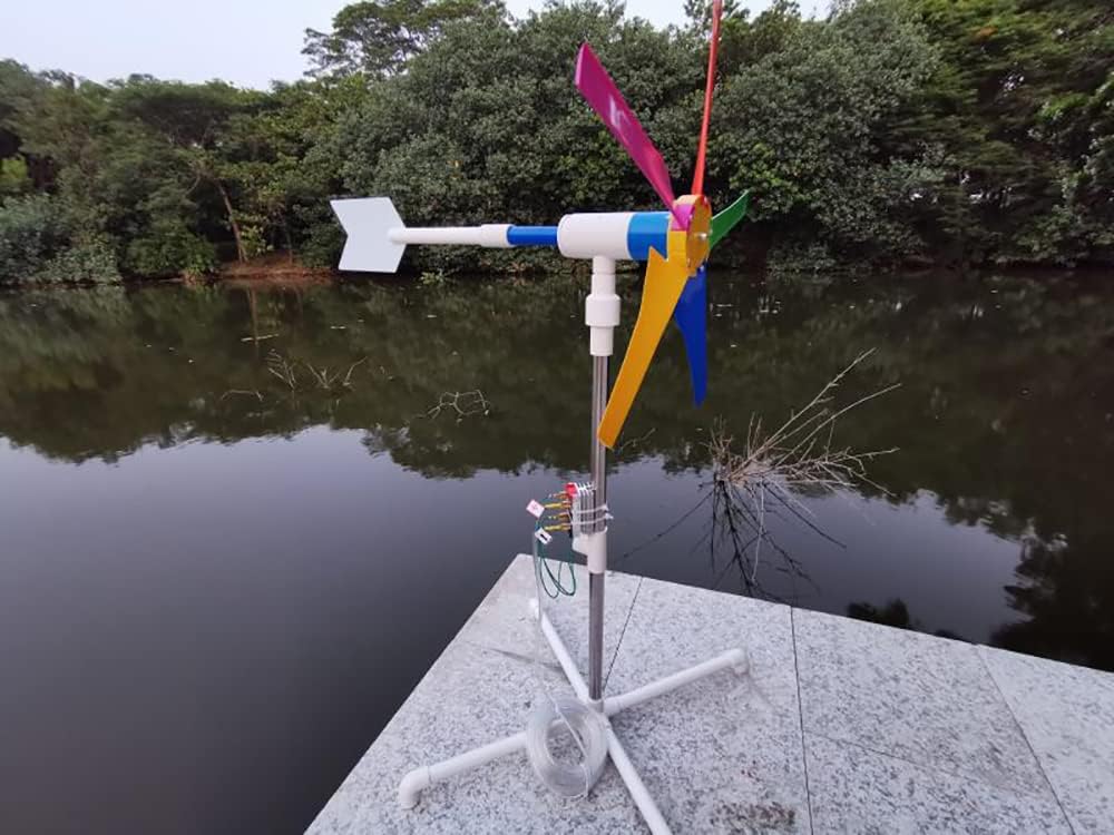 DIY Five-Blade Homemade Wind Turbine Garden Decorative 10M Lantern Strip Colorful Windmill Wind Driven Generator DC 2-25V Output (Type B)