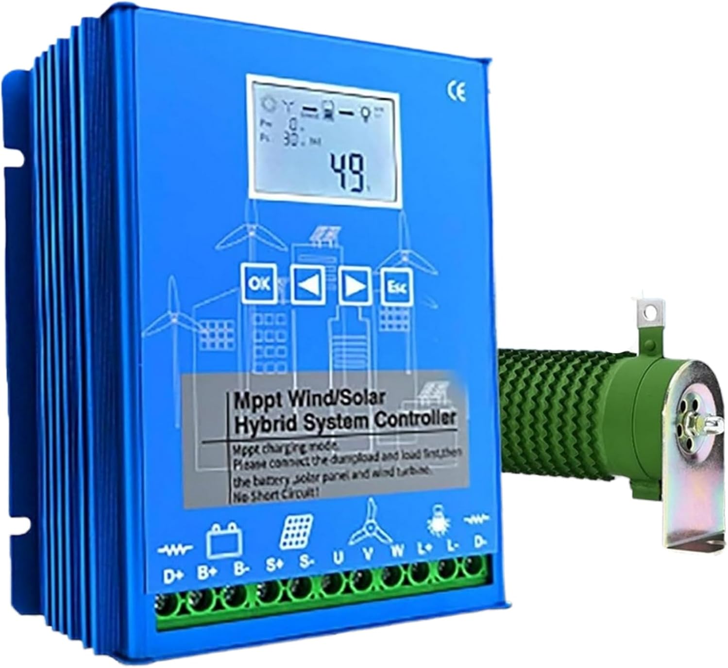 2000W-4000W MPPT Solar Charge Controller, 12V 24V 48V Wind Solar Hybrid Charge Controller for Wind Solar Complementary System for Home Boat Street Light,48V