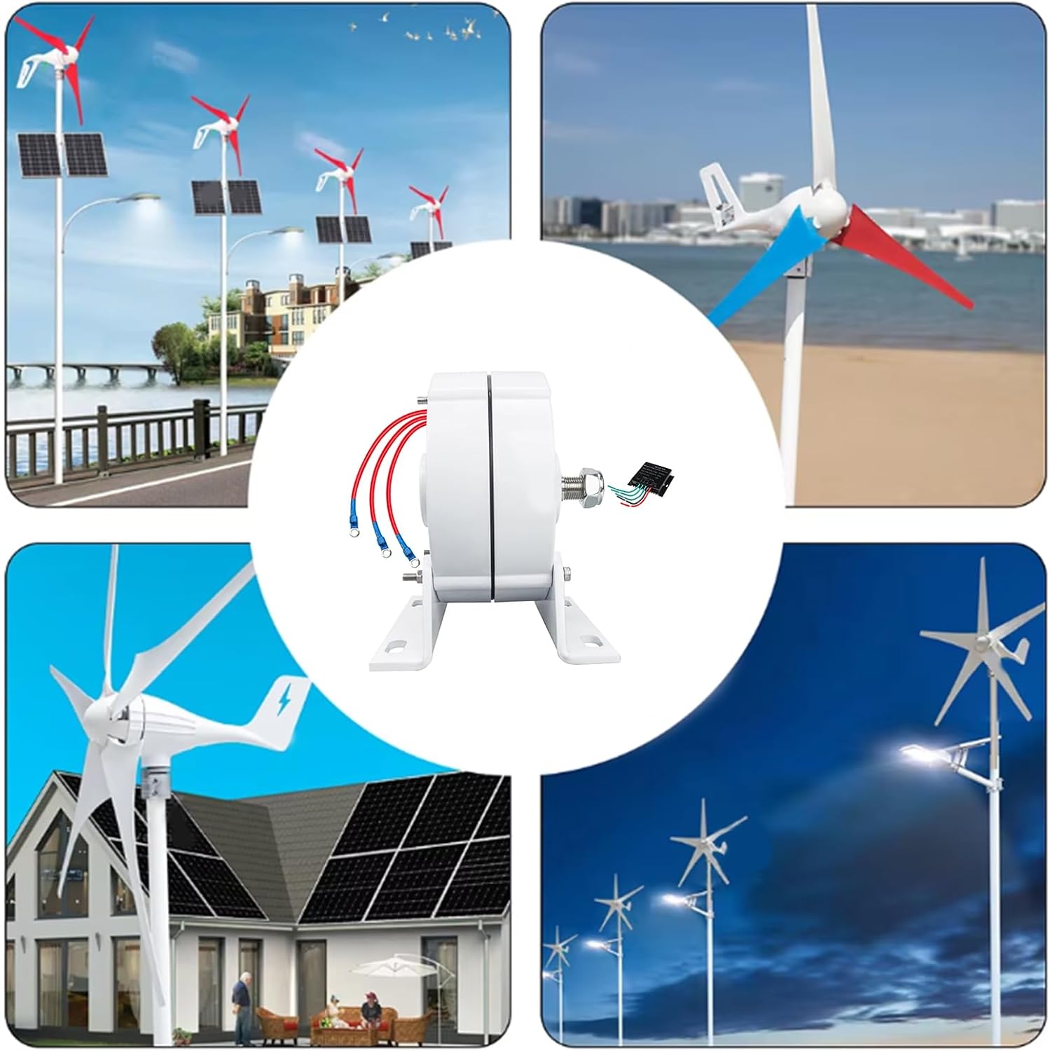 Low Speed 100W-1500W Gearless Permanent Magnet Generator 400 RPM AC Alternators with Base 12V 24V 48V for Hydroelectric Generators and Wind Turbines