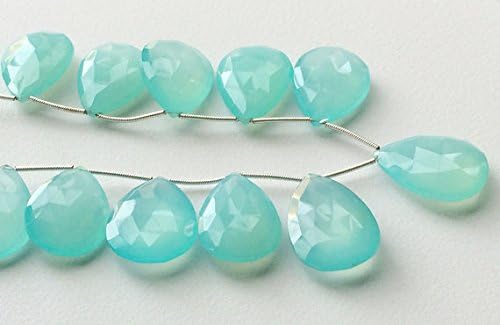 13 inch Natural Beads Strand of 25x3-22x13mm Faceted pear Aqua Chalcedony Gemstone briolletes Beads for DIY Jewelry - Necklace, Bracelet, Earring, Ring.