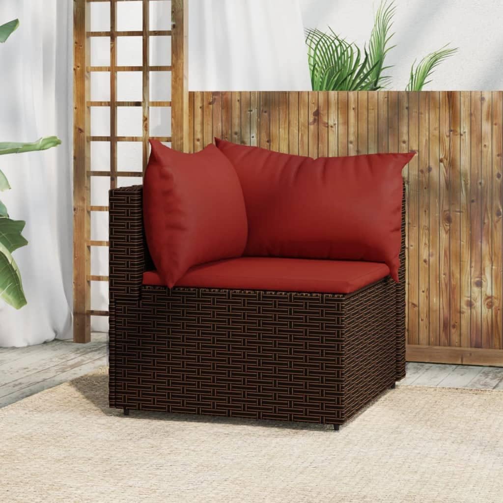 Patio Corner Sofa with Cushions Brown Poly Rattan,Elegant and Versatile Outdoor Patio Corner Sofa with Cushion for Enhanced Comfort Patio Furniture & Accessories, Outdoor Seating