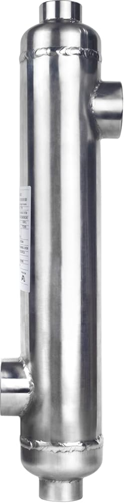 AB Shell and Tube Pool Heat Exchanger 3000kBtu Stainless Steel 316L Opposite Side Ports 4